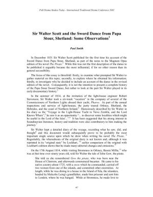 Sir Walter Scott and the Sword Dance from Papa Stour, Shetland: Some Observations1