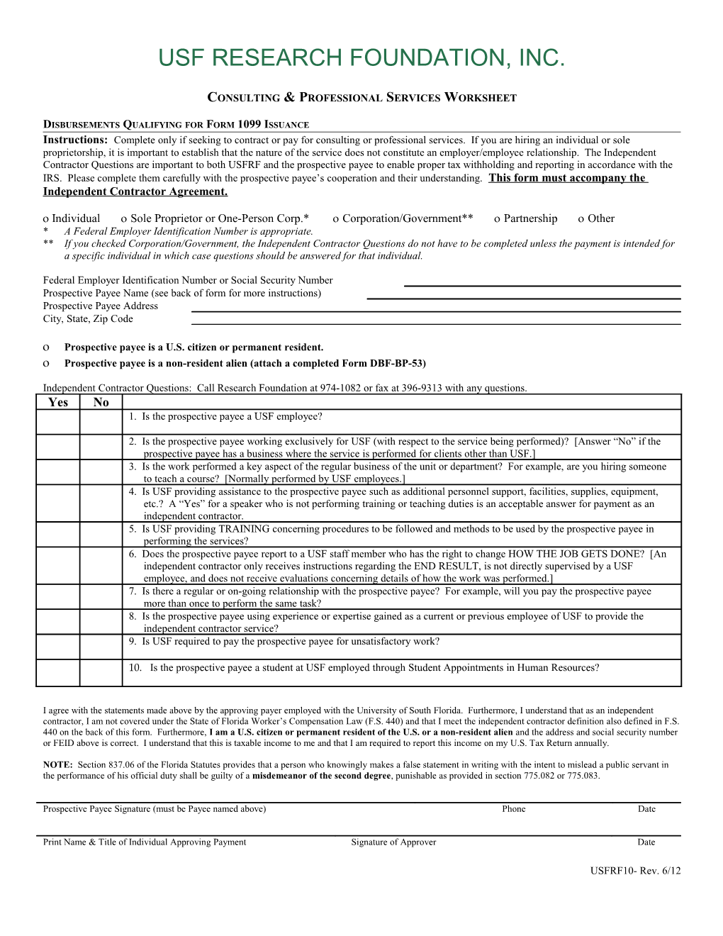 Consulting & Professional Services Worksheet