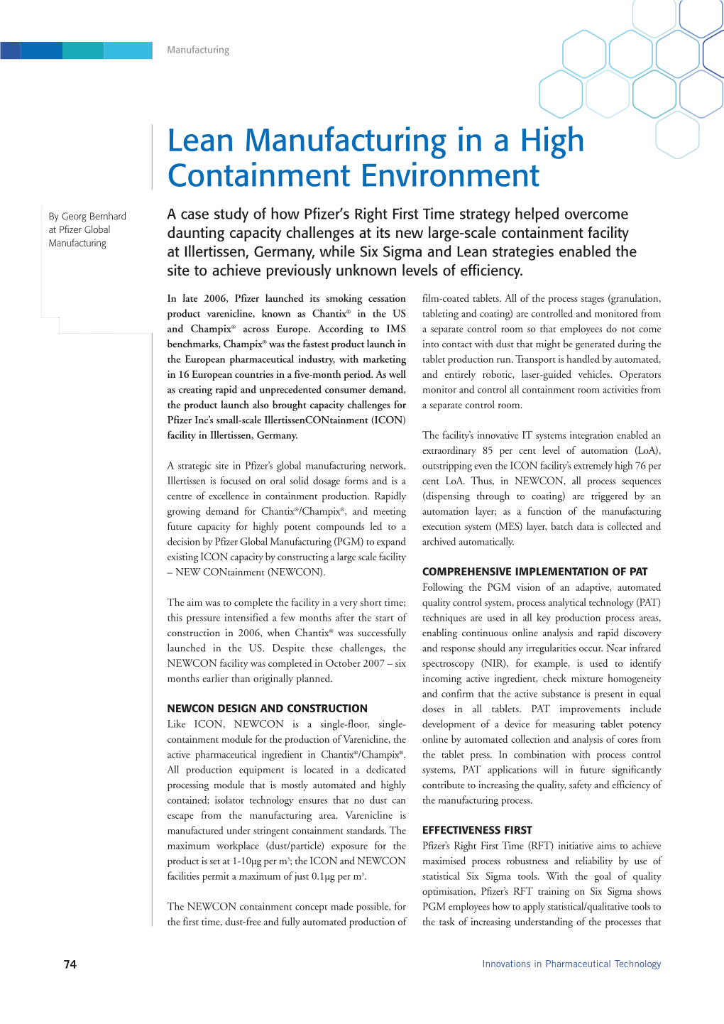 Lean Manufacturing in a High Containment Environment