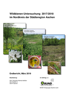 Wildbienen-Untersuchung 2017/2018 Im Nordkreis Der Städteregion Aachen