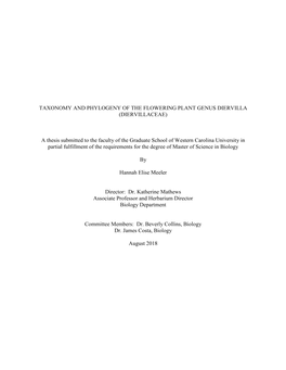 Taxonomy and Phylogeny of the Flowering Plant Genus Diervilla (Diervillaceae)