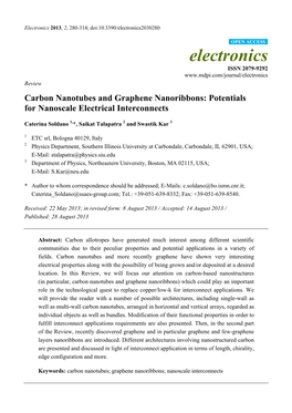 Carbon Nanotubes and Graphene Nanoribbons: Potentials for Nanoscale Electrical Interconnects