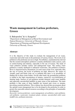 Waste Management in Larissa Prefecture, Greece