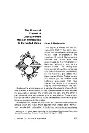 The Historical Context of Undocumented Mexican Immigration to the United States Jorge A