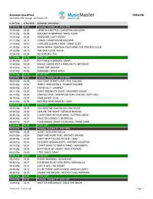 Schedule Quickprint TKRN-FM