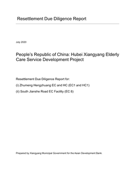 Resettlement Due Diligence Report People's Republic of China: Hubei
