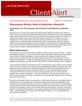 Ransomware Attacks: When Is Notification Required?