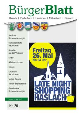 Bürgerblatt Nr. 20 Vom Freitag, 18. Mai 2017