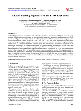 P-Li-Be Bearing Pegmatites of the South East Brazil