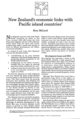 New Zealand's Economic Links with Pacific Island Countries
