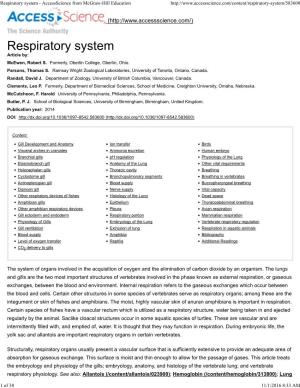 Respiratory System - Accessscience from Mcgraw-Hill Education