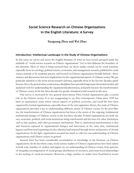 Social Science Research on Chinese Organizations in the English Literature: a Survey