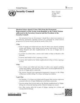 Security Council Distr.: General 16 June 2016 English Original: Arabic
