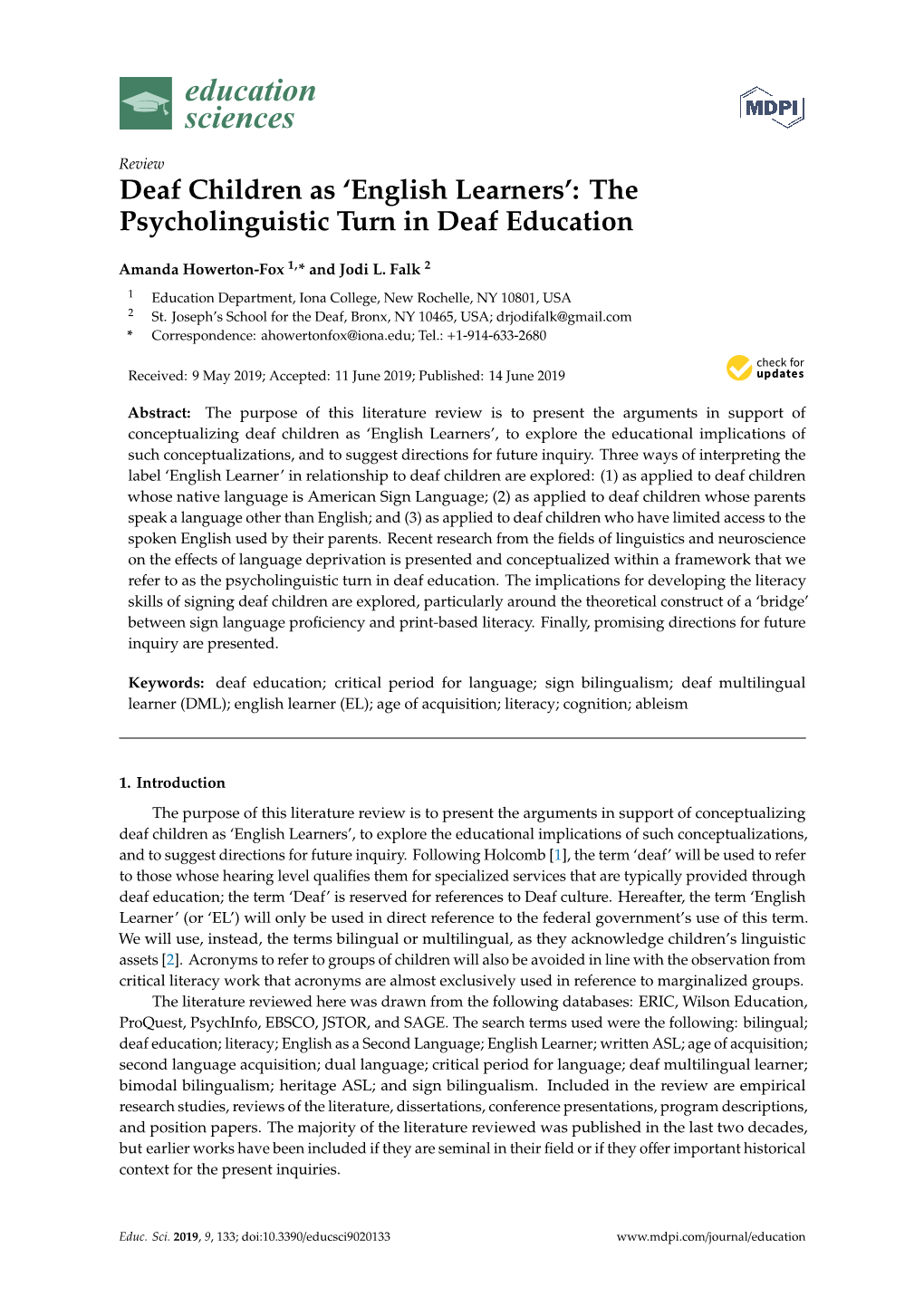 Deaf Children As' English Learners': the Psycholinguistic Turn in Deaf