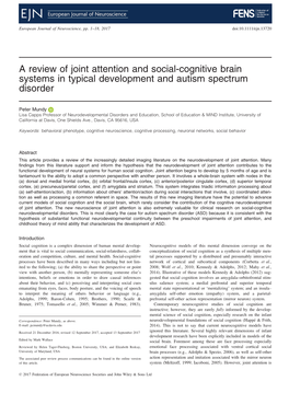 Social Cognitive Brain Systems and Joint Attention in TD And