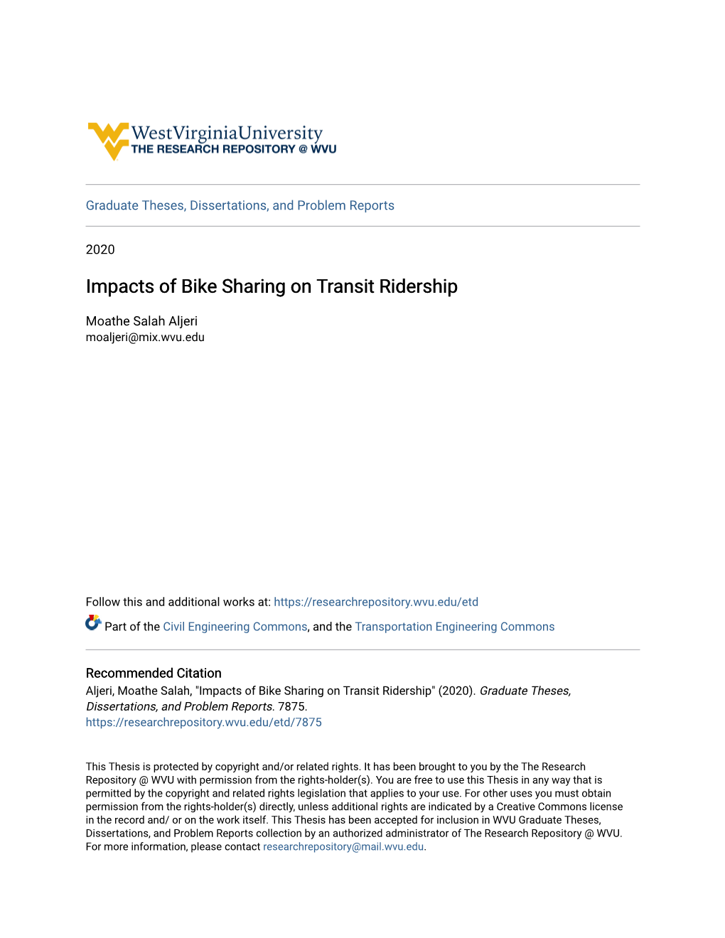 Impacts of Bike Sharing on Transit Ridership