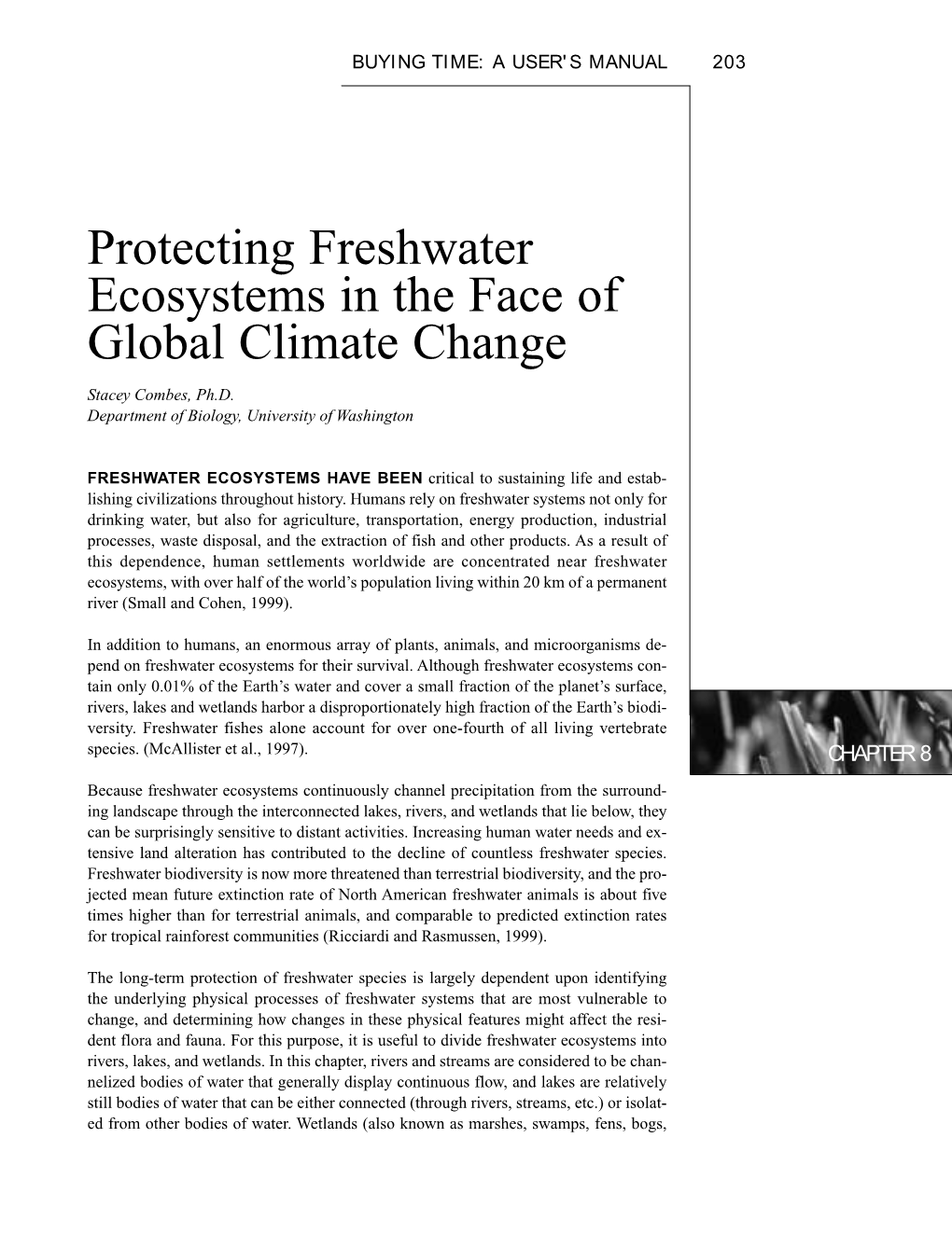Protecting Freshwater Ecosystems in the Face of Global Climate Change