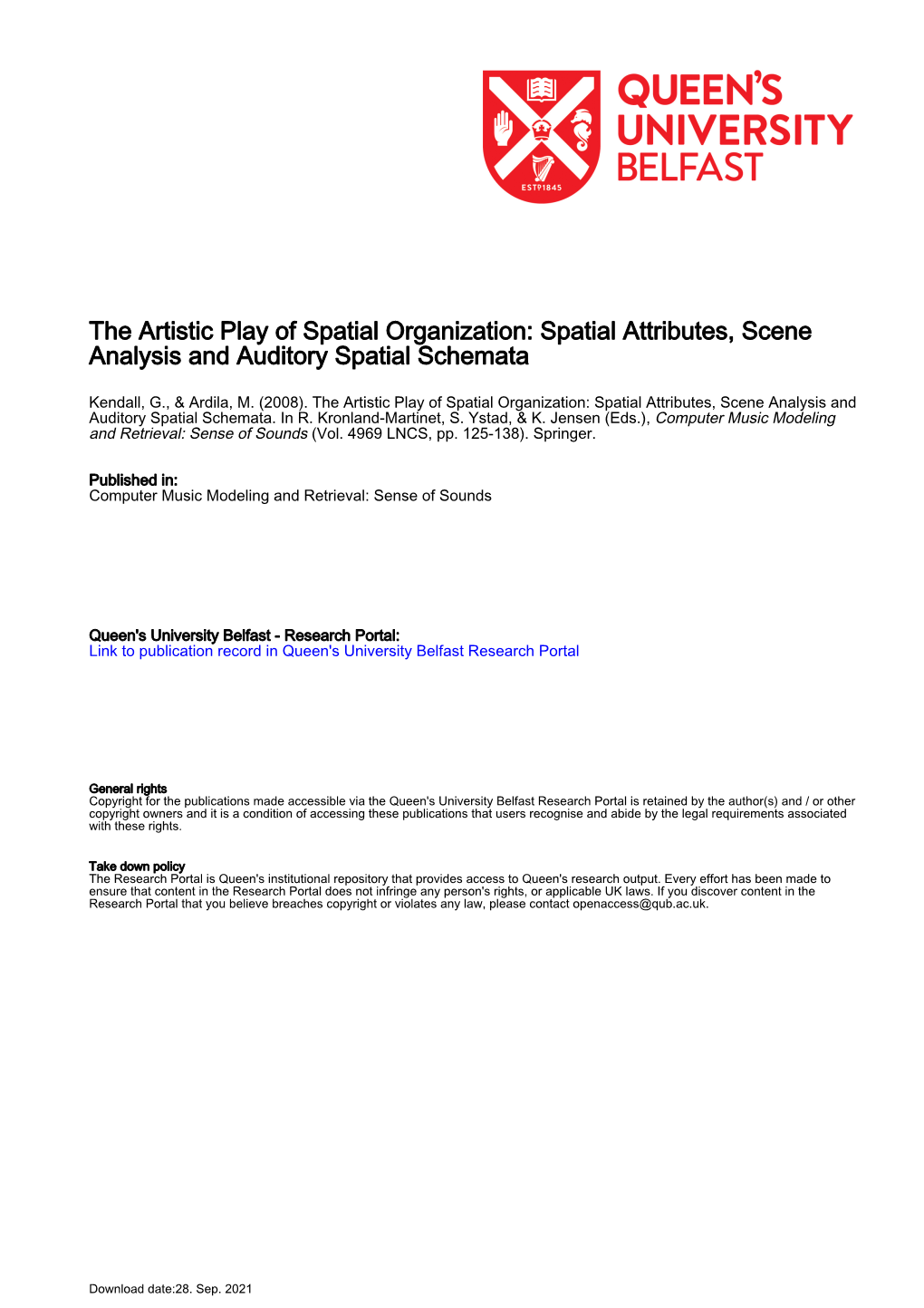 The Artistic Play of Spatial Organization: Spatial Attributes, Scene Analysis and Auditory Spatial Schemata