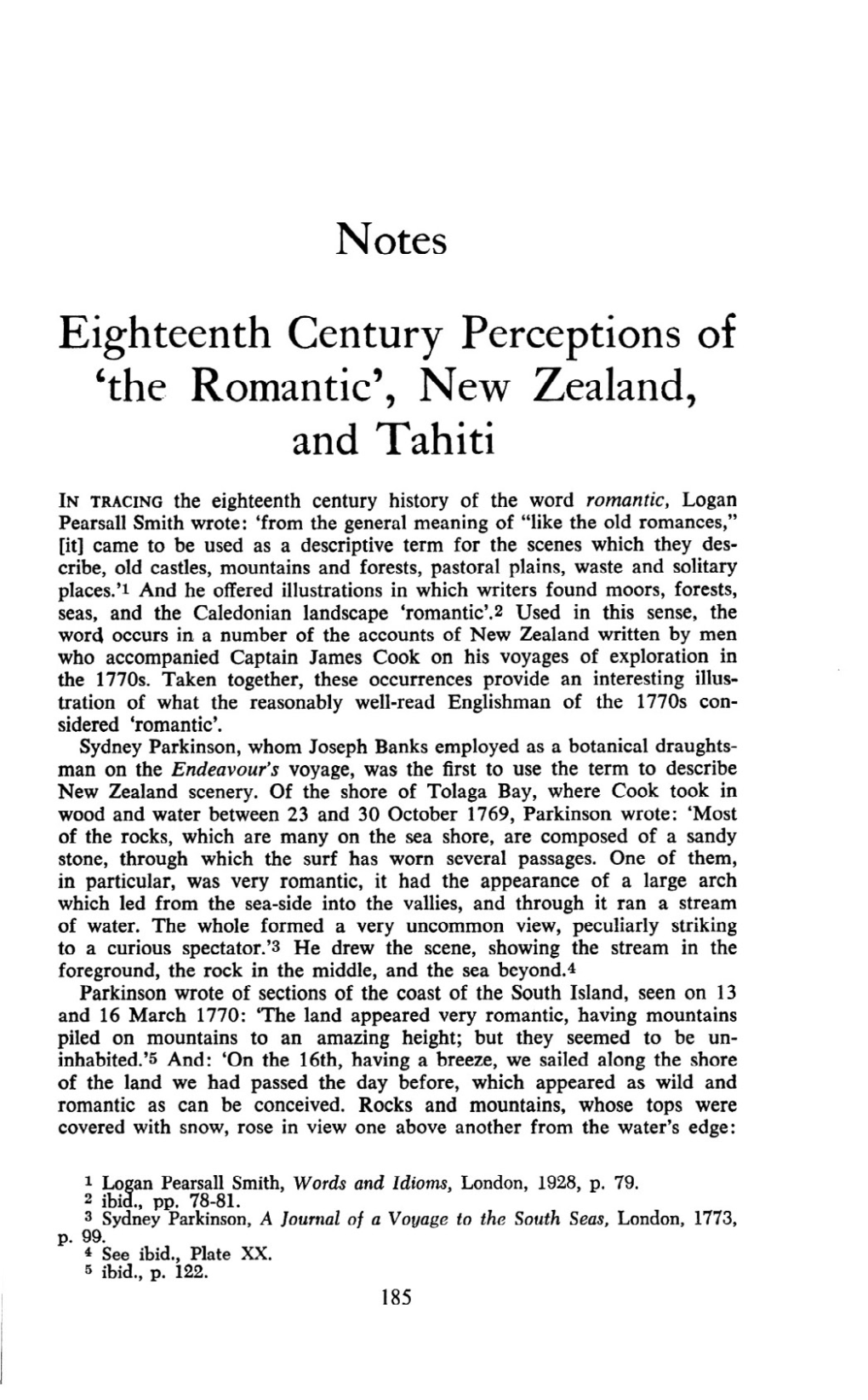 Notes Eighteenth Century Perceptions Of