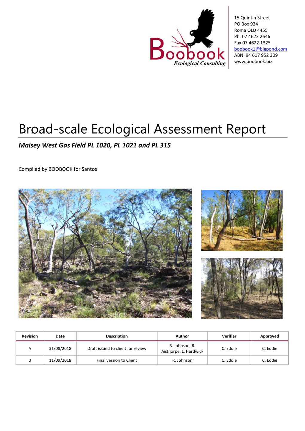 Broad-Scale Ecological Assessment Report Maisey West Gas Field PL 1020, PL 1021 and PL 315