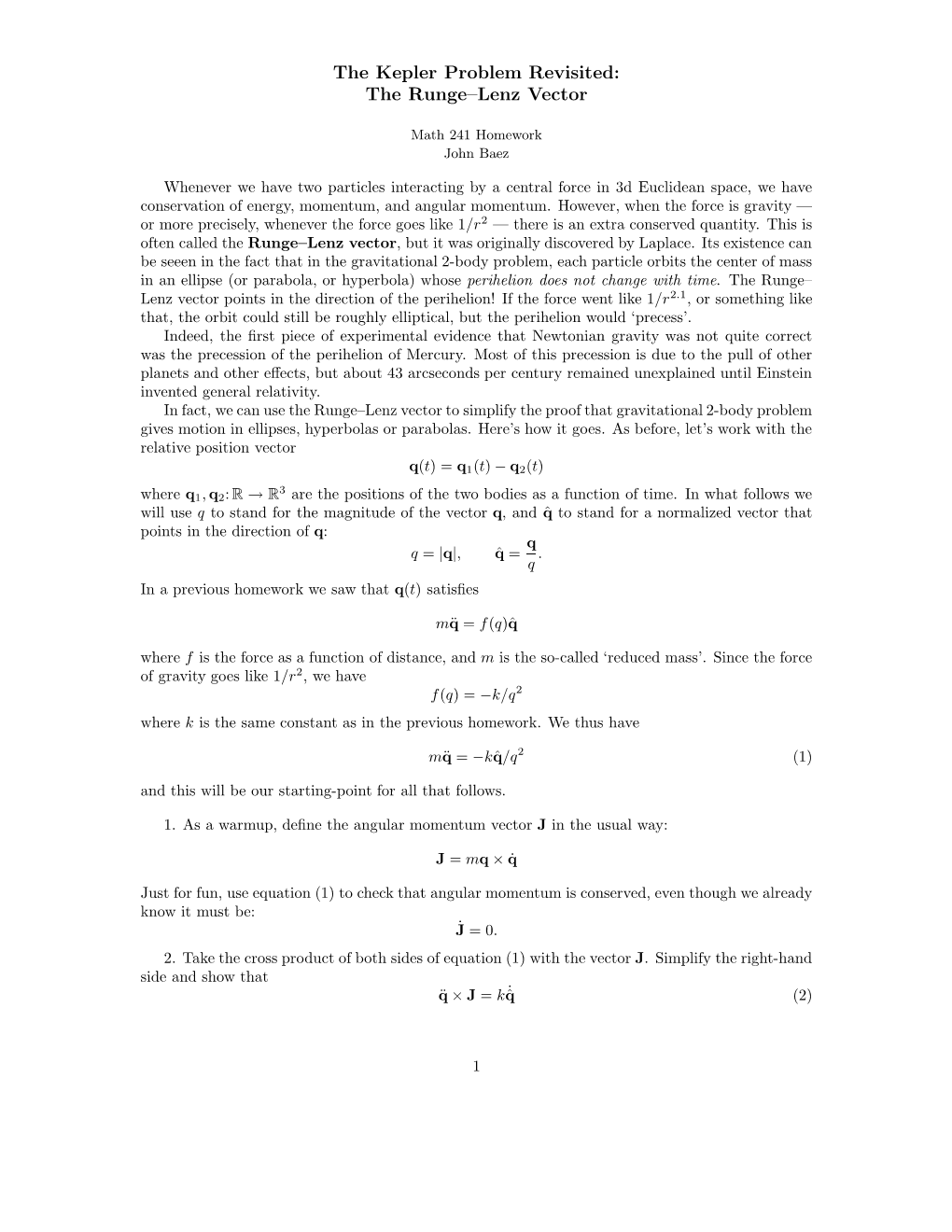 The Kepler Problem Revisited: the Runge–Lenz Vector