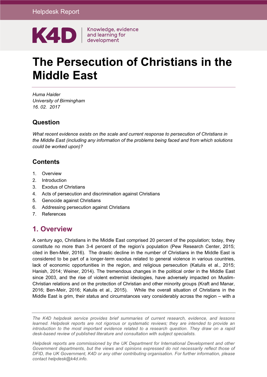 The Persecution of Christians in the Middle East