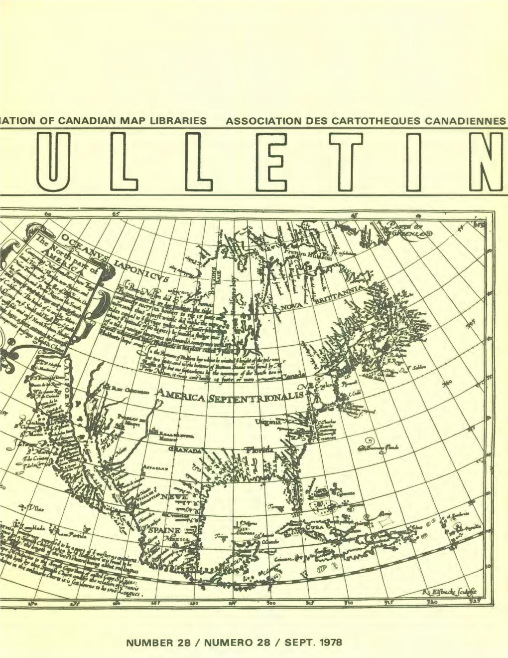 Number 28 I Numero 28 I Sept. 1978 Association Des Cartotheques Canadiennes Association of Canadian Map Libraries