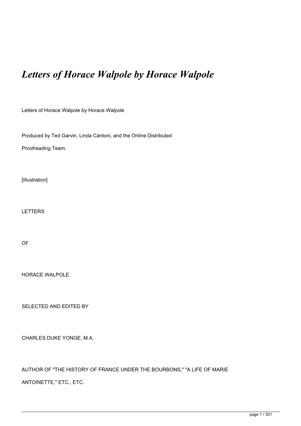 Download Letters of Horace Walpole