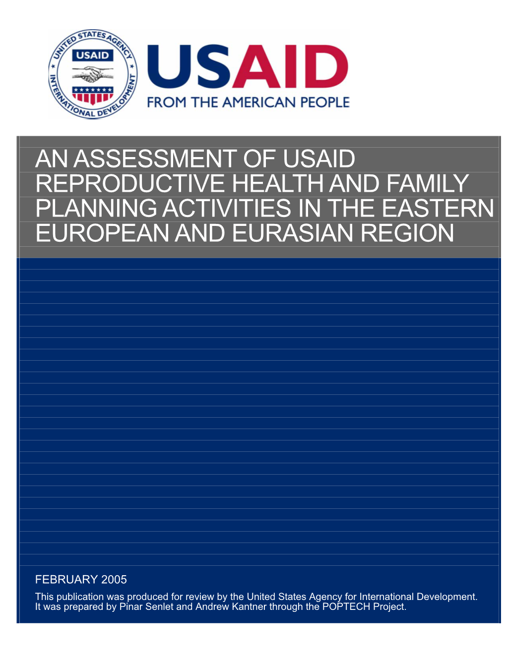 Assessment of USAID RH/FP Activities in the E&E Region
