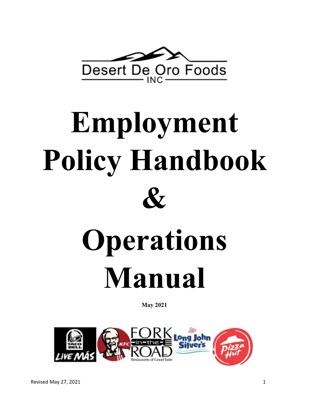 Employment Policy Handbook & Operations Manual