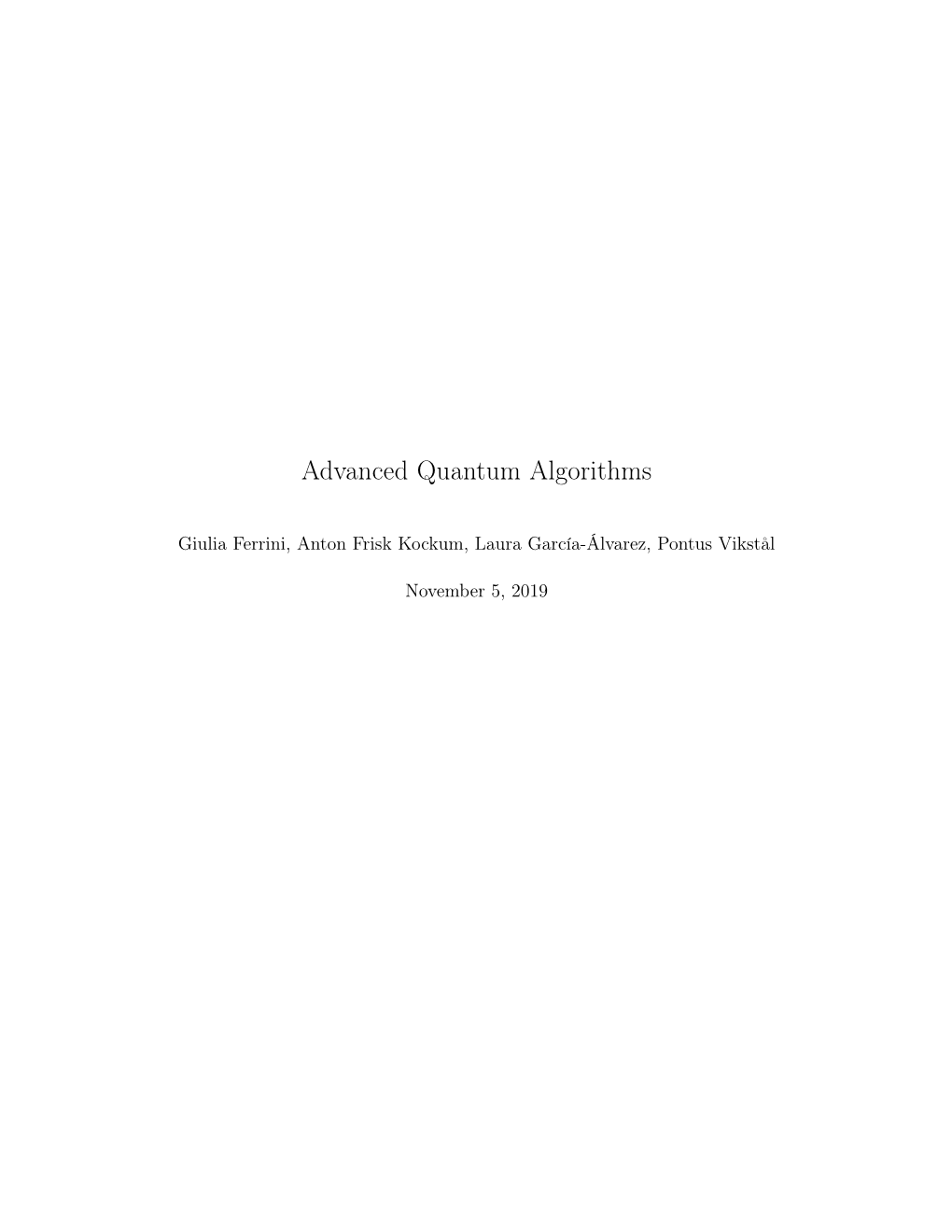 Advanced Quantum Algorithms