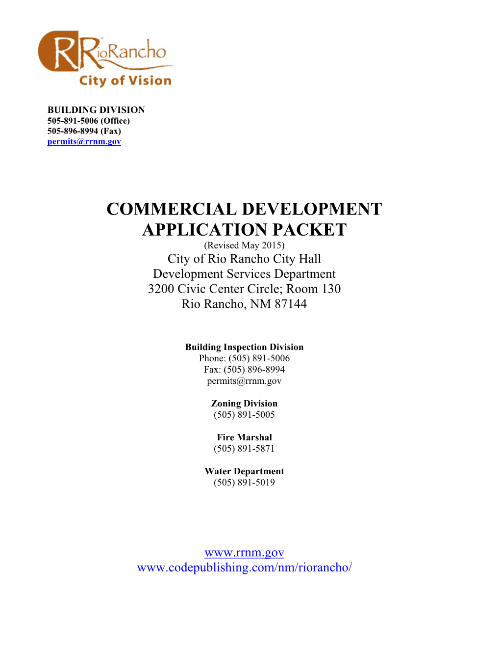 Commercial Development Application Packet