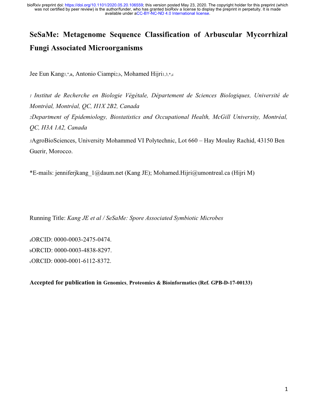 Metagenome Sequence Classification of Arbuscular Mycorrhizal Fungi Associated Microorganisms