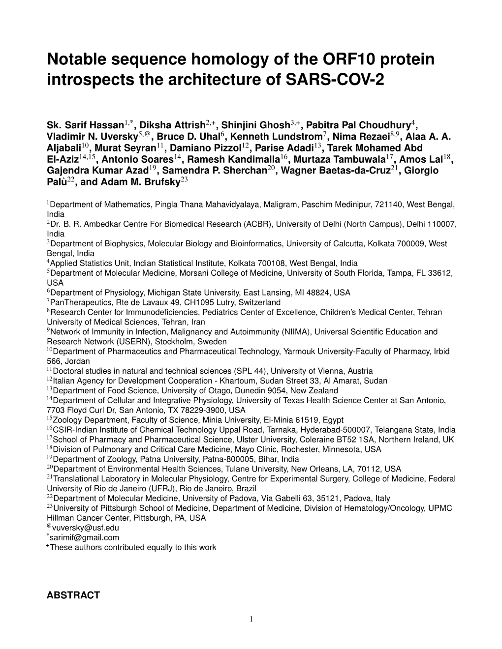 Notable Sequence Homology of the ORF10 Protein Introspects the Architecture of SARS-COV-2