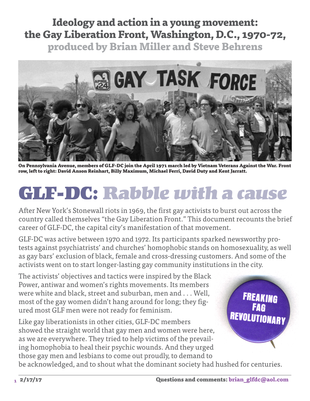 GLF-DC Join the April 1971 March Led by Vietnam Veterans Against the War