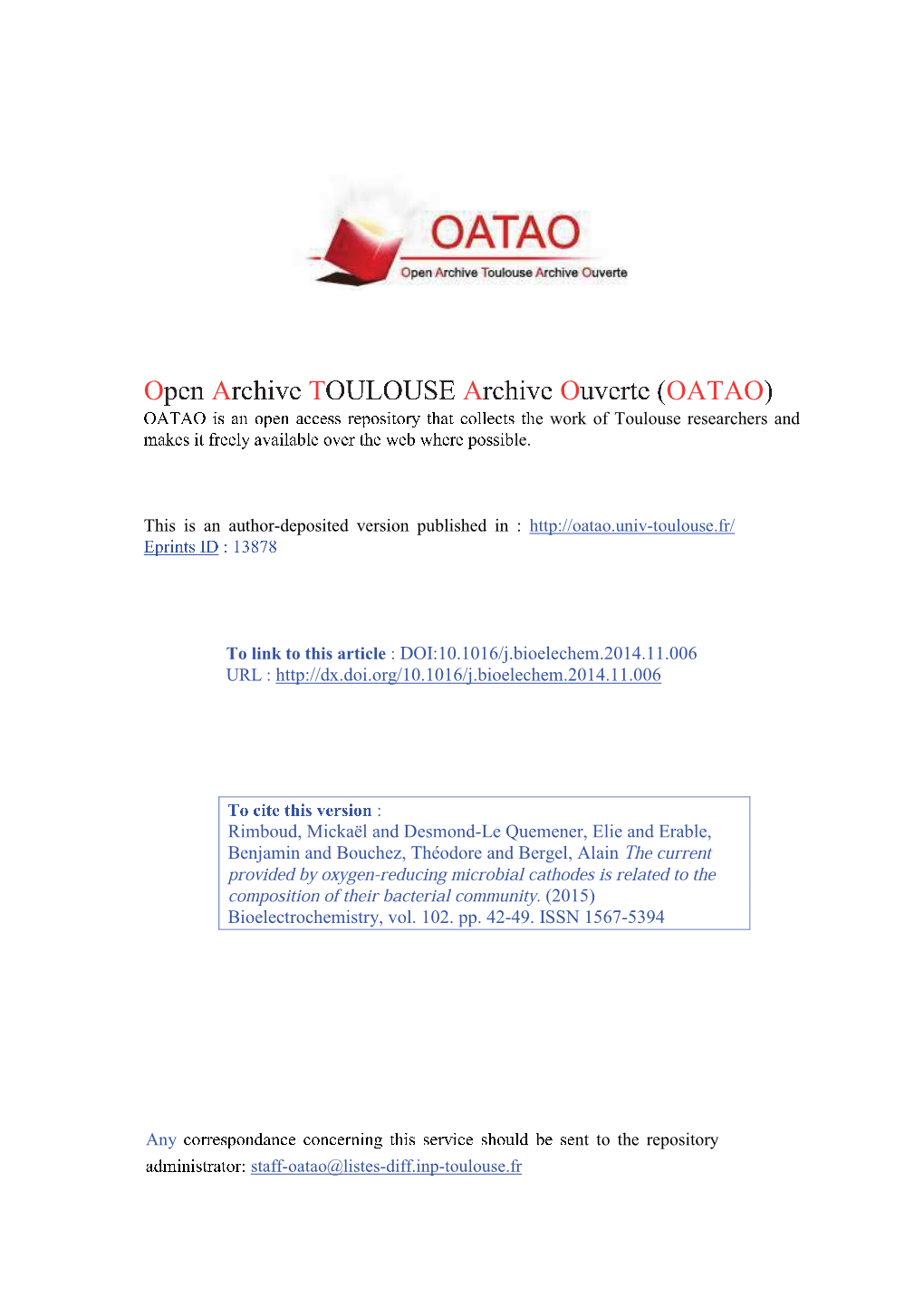 The Current Provided by Oxygen-Reducing Microbial Cathodes Is Related to the Composition of Their Bacterial Community