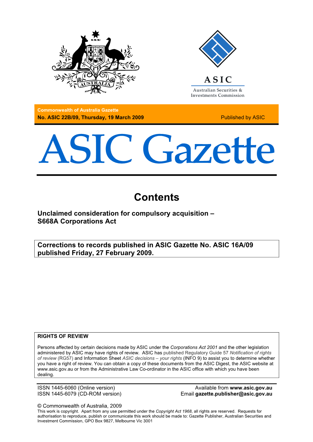 ASIC Gazette