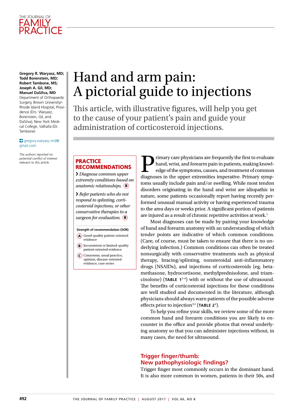 Hand and Arm Pain: Joseph A