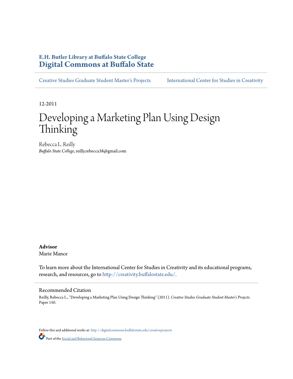 Developing a Marketing Plan Using Design Thinking Rebecca L
