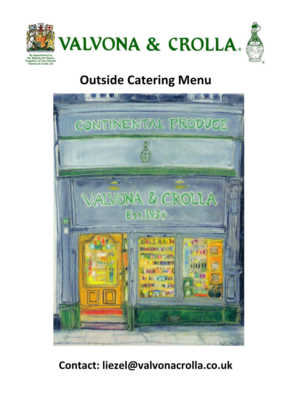 Outside Catering Menu