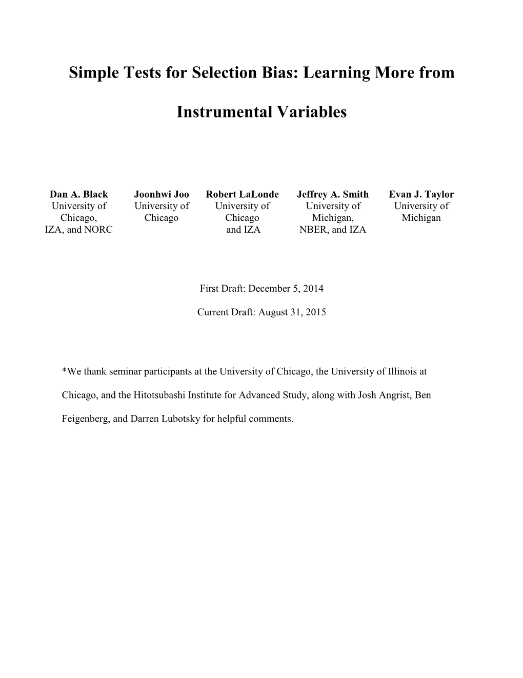 Simple Tests for Selection Bias: Learning More from Instrumental Variables