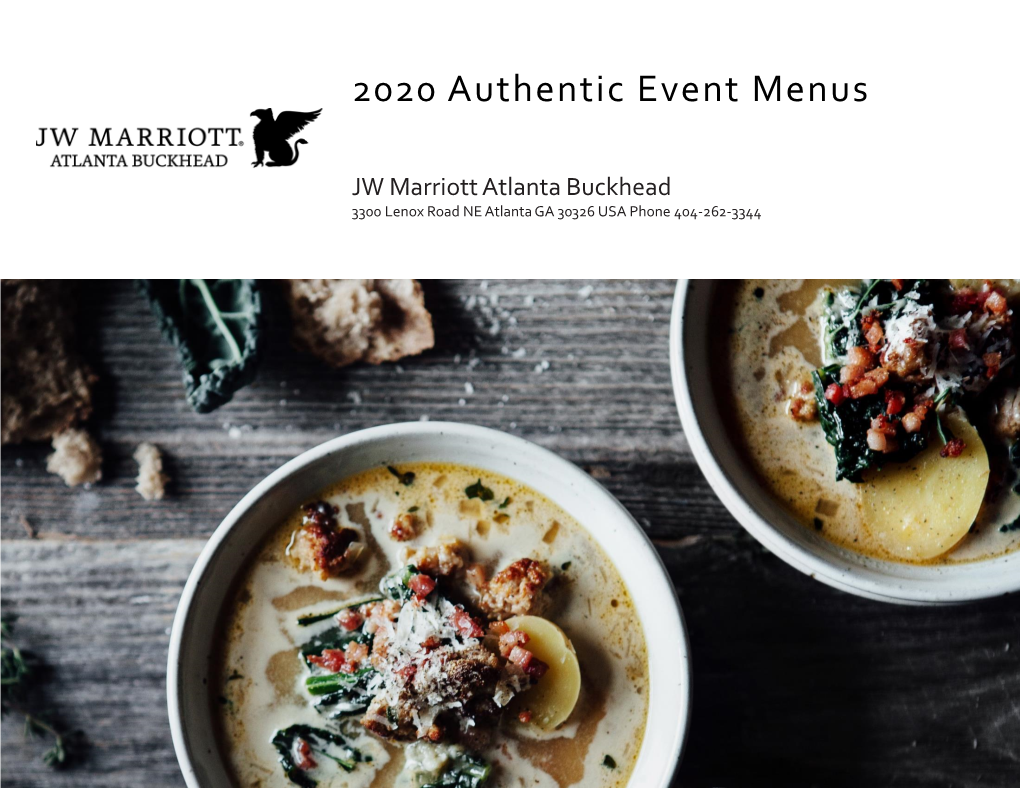 JW Marriott Atlanta Buckhead Event Menu