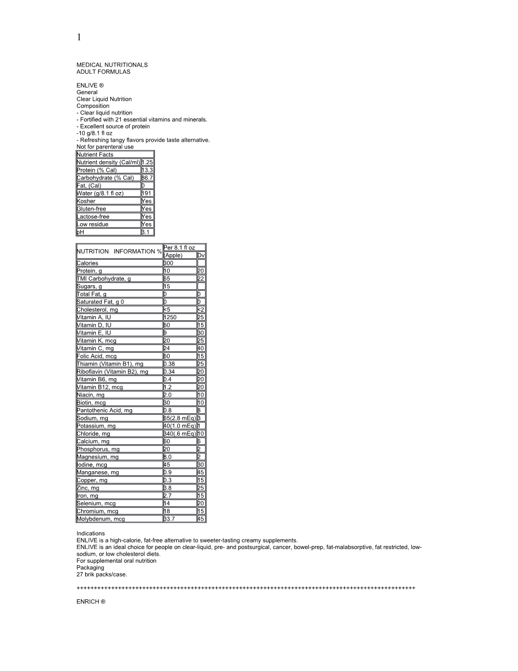 Medical Nutritionals Adult Formulas