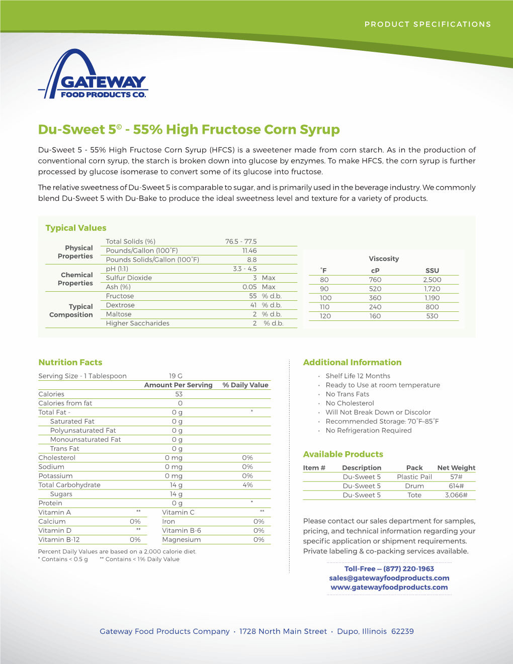 Du-Sweet 5© - 55% High Fructose Corn Syrup