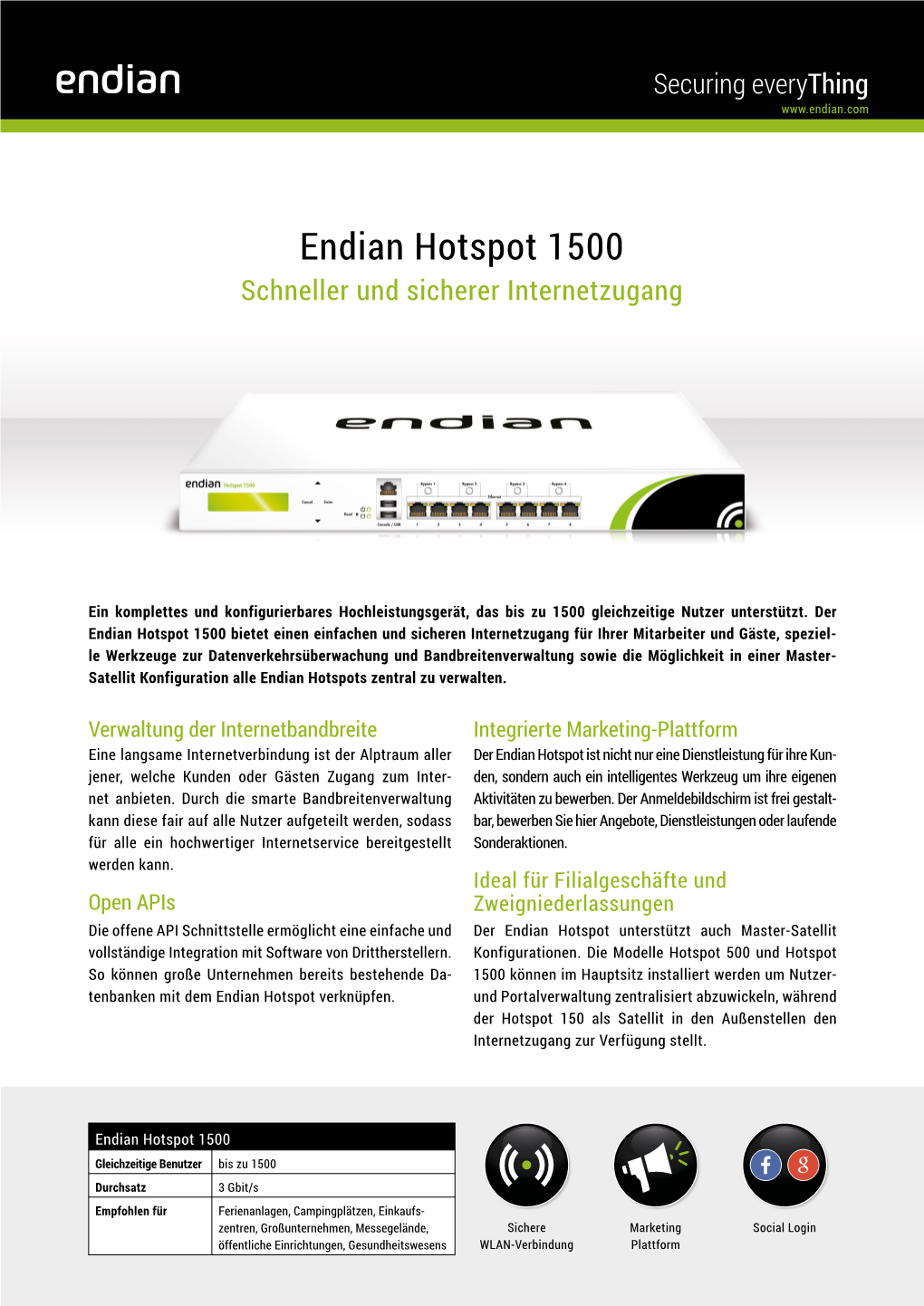 Endian Hotspot 1500 Schneller Und Sicherer Internetzugang