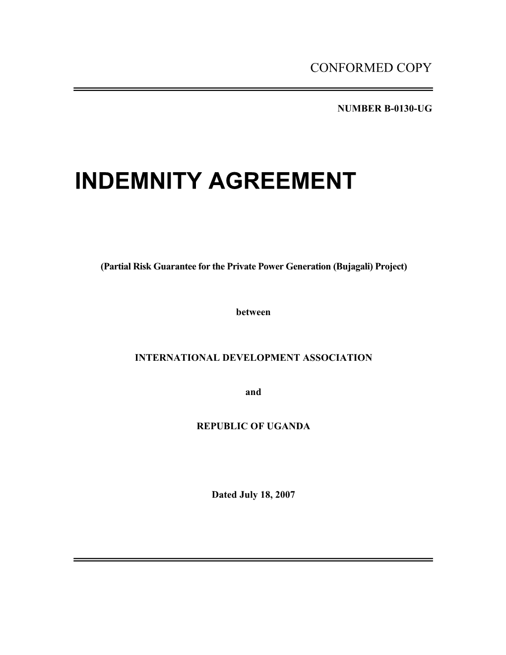 Indemnity Agreement