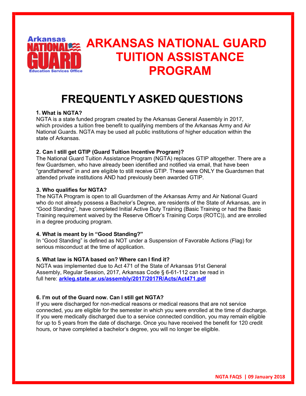 Arkansas National Guard Tuition Assistance Program
