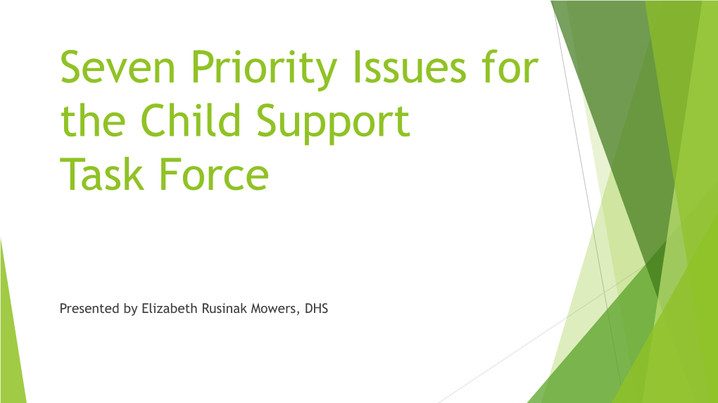 Issue #1: the Self-Support Reserve for Custodial and Noncustodial Parents What Is It?  Minn