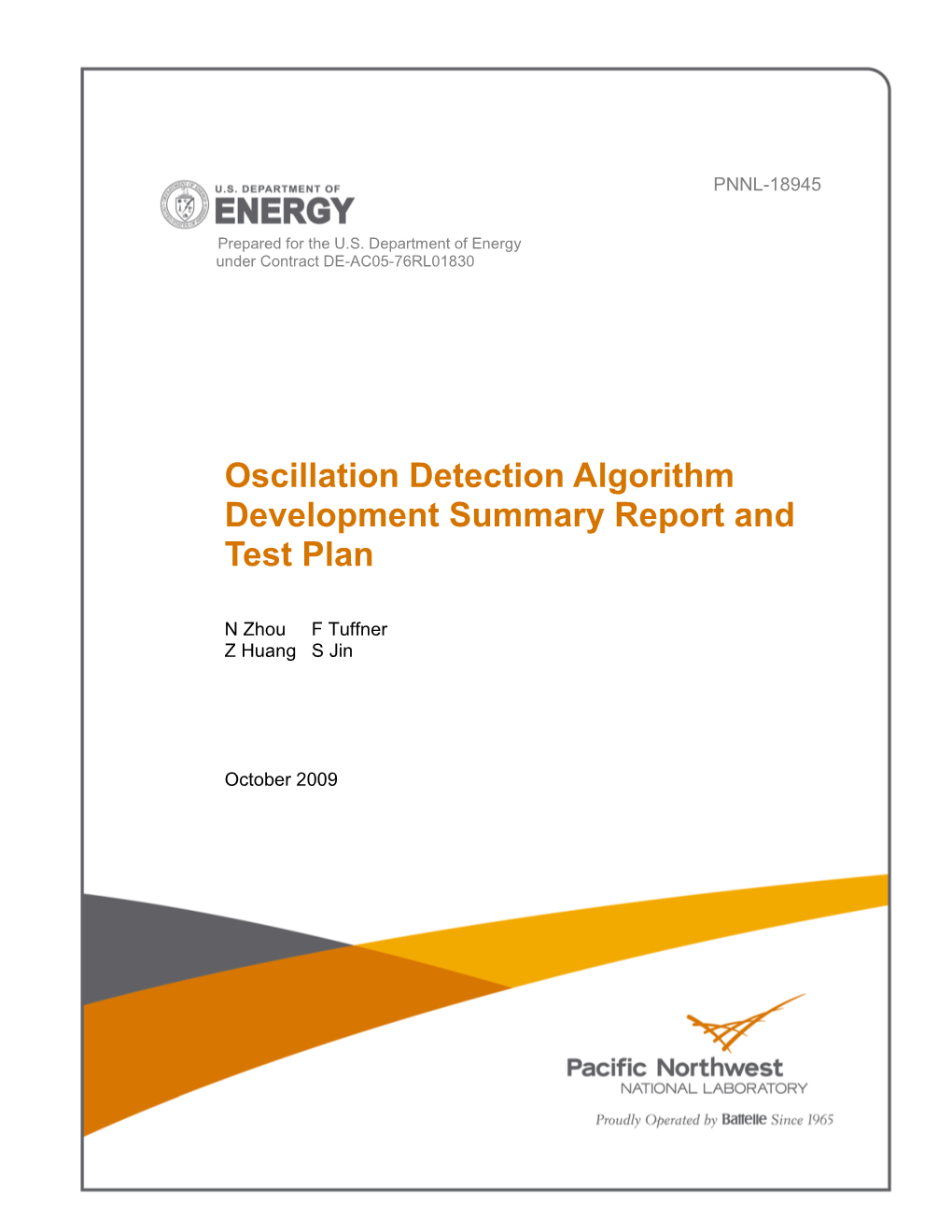 Oscillation Detection Algorithm Development Summary Report and Test Plan