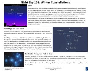 Winter Constellations Orion